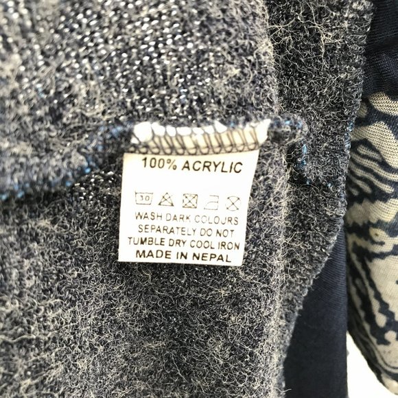 NWT Kathmandu Imports Womens Blue Contrast Hem Long Sleeve Sweater Cardigan M/L - Picture 9 of 9